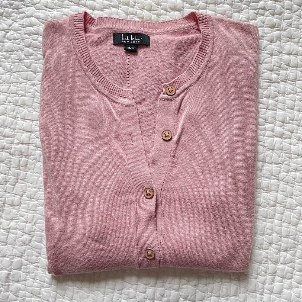 Nicole Miller New York Women's Classic Pink Cardigan - Size Medium